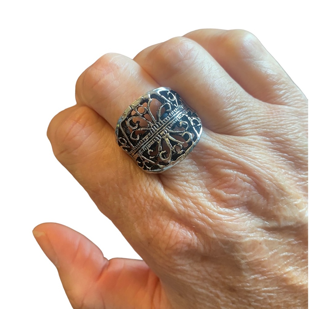 Boho Style Cutout Metal Silver Ring